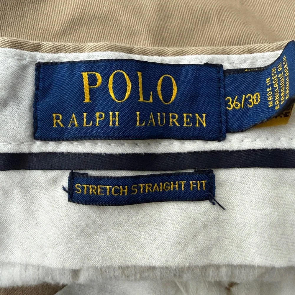 Polo Ralph Lauren Mens Stretch Straight Fit Chino Pants Khaki Tan 36x 28